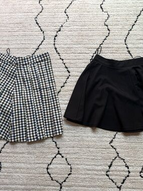 Mango Black Circle Skirt and Black-White Gingham Skirt